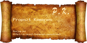 Propszt Kemenes névjegykártya